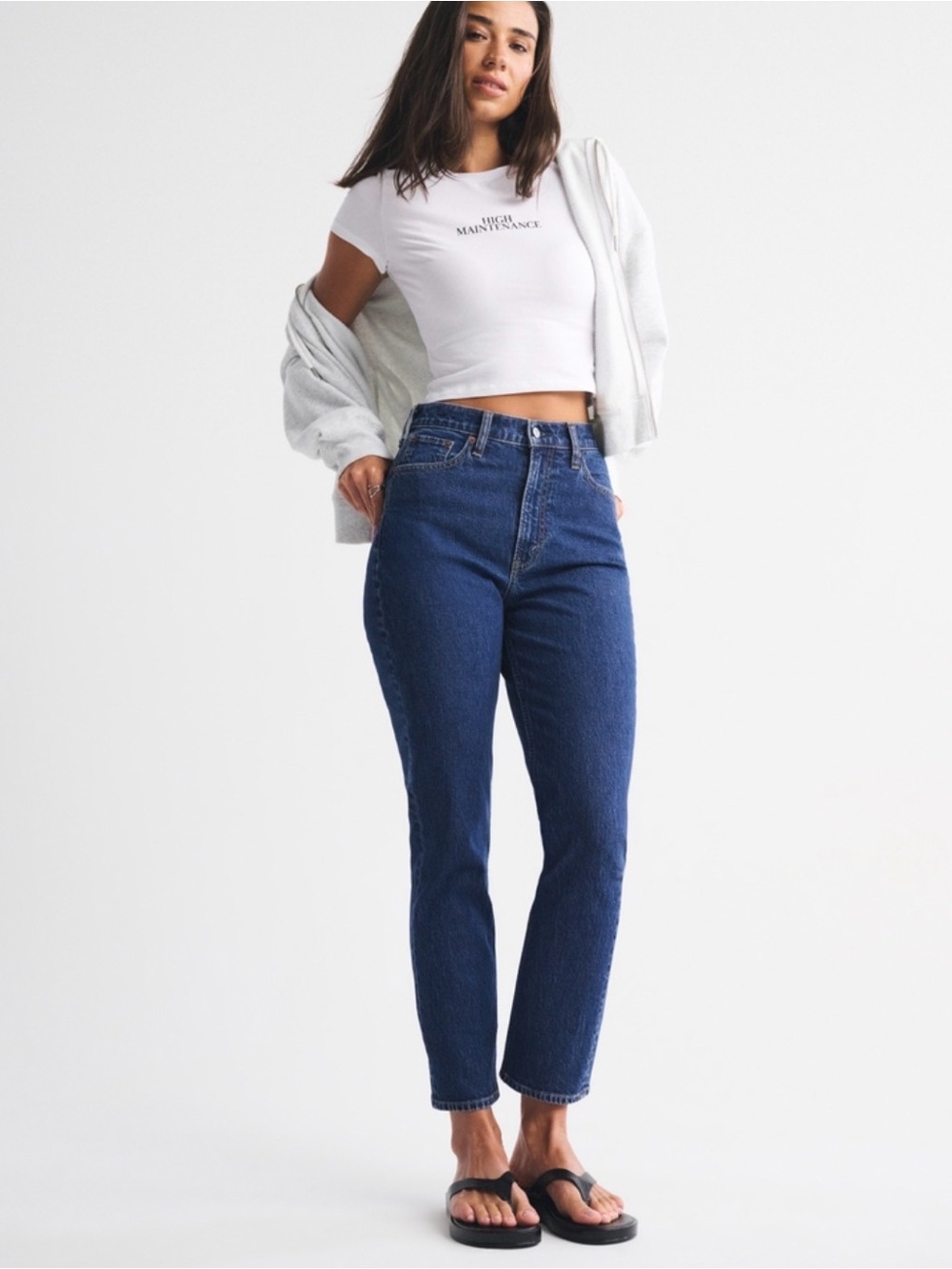 Abercrombie & Fitch High-Rise Straight Jeans - Dark Blue